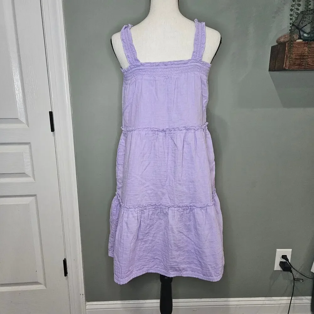 Old Navy Girl's Large‎ (10/12) Sleeveless Lavender Ruffle-Trim Tiered Midi Dress
